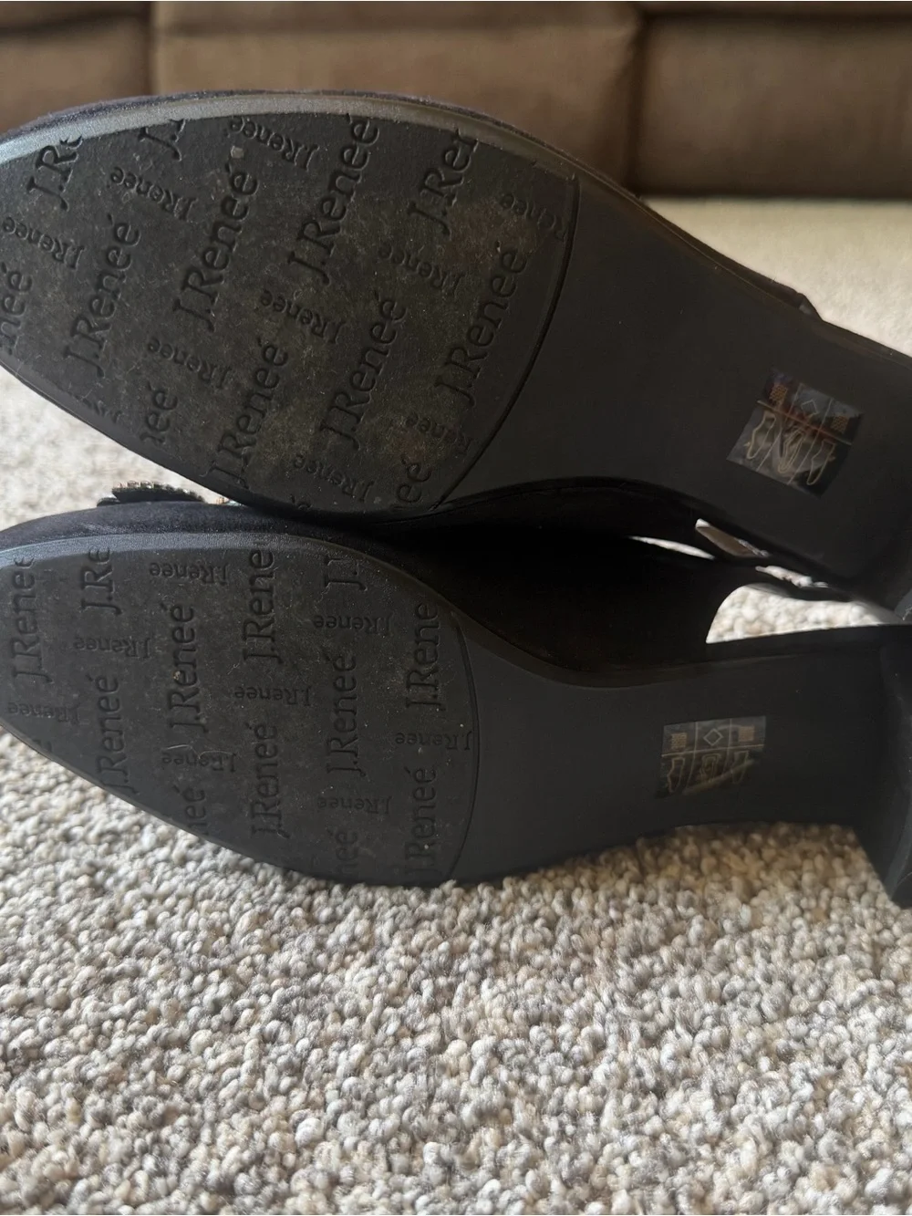 J.Renee Black Pearl & Crystal Embellished Kitten Heel Dressy Slingbacks Sz 8 - Picture 7 of 9